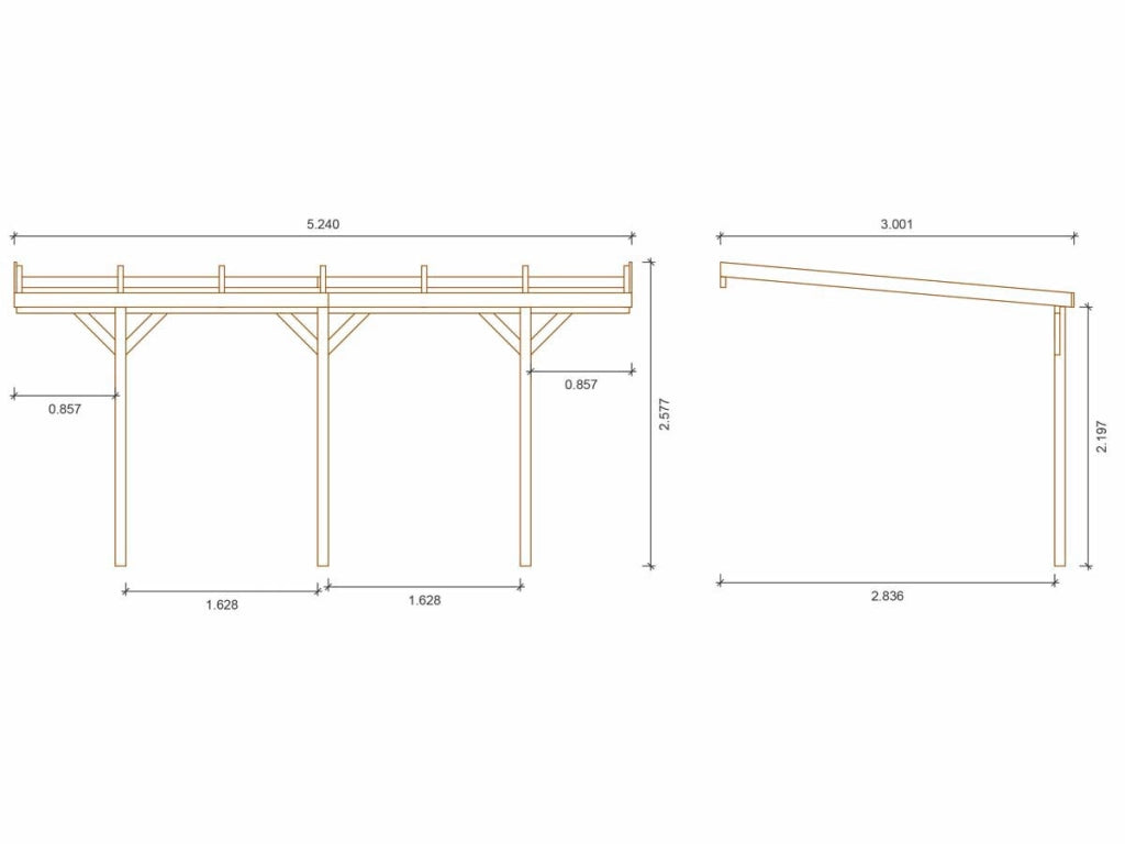 Pensilina in legno Solar 2" - 300 x 454 x 245 cm