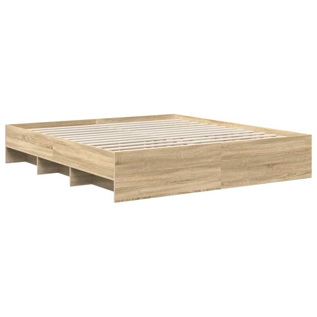 Struttura del letto con testiera Rovere Sonoma 200 x 200 cm 3408818
