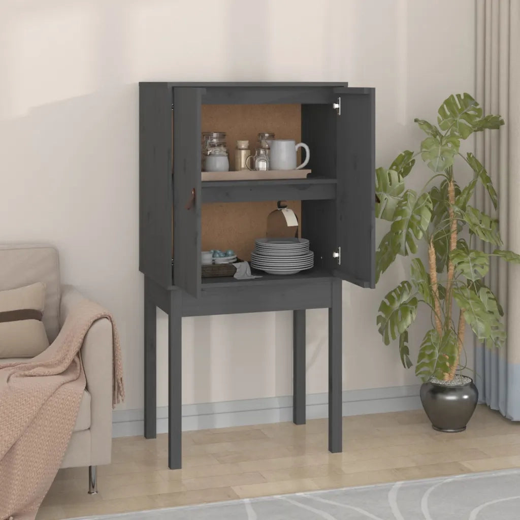 Credenza-Buffet-Armadio da cucina Grigia 60x40x120 cm in Legno Massello di Pino