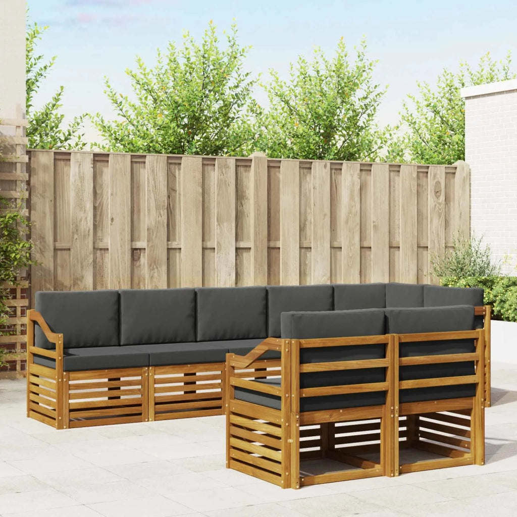 Set divani 8 pcs Naturale e Antracite Legno di Acacia Massello