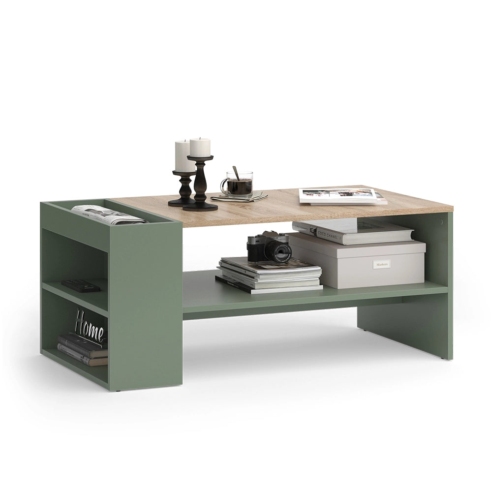 Vicco Tavolino da salotto Verde 100 x 55 cm con ripiani