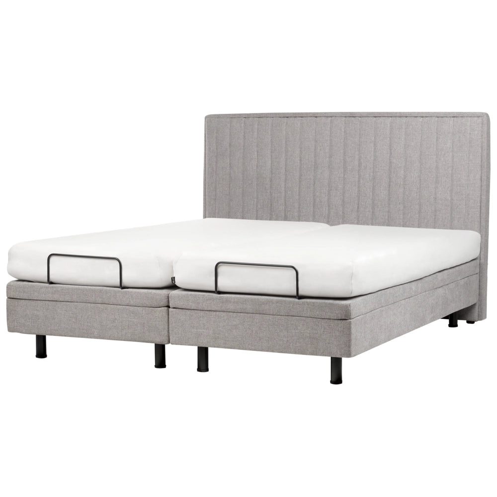 Letto Tessuto Grigio Chiaro Elettrico Regolabile con Telecomando 180 x 200 cm
