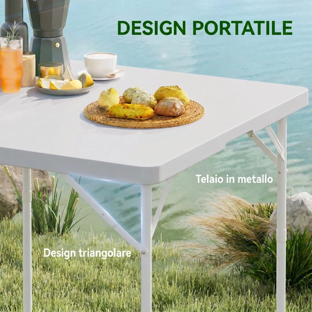 Tavolo da campeggio pieghevole ¨C zephmum ¨C grigio scuro, HDPE e metallo, 86x86x74 cm