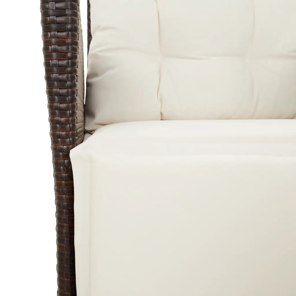Set da Pranzo da Giardino 3pz | Set Salotto da Giardino con Cuscini in Polyrattan Marrone