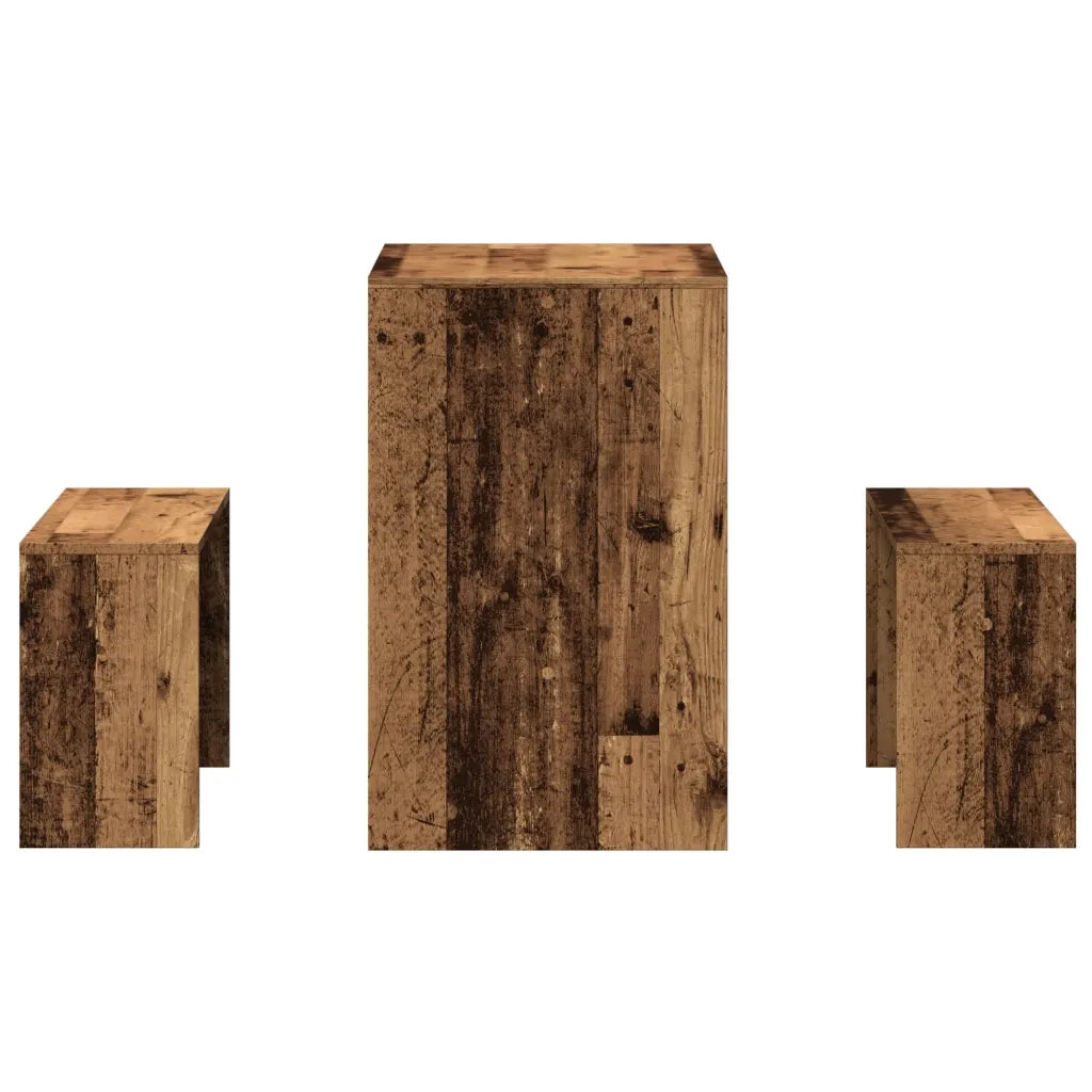vidaXL Set Tavolo da Pranzo e Panche 3 pz Legno Antico in Truciolato