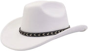 Fedora Opgerolde Hoed Versatil per Uomo e Donna – Cattleman Hoed con Cinturino – Bordo Largo – Bianco