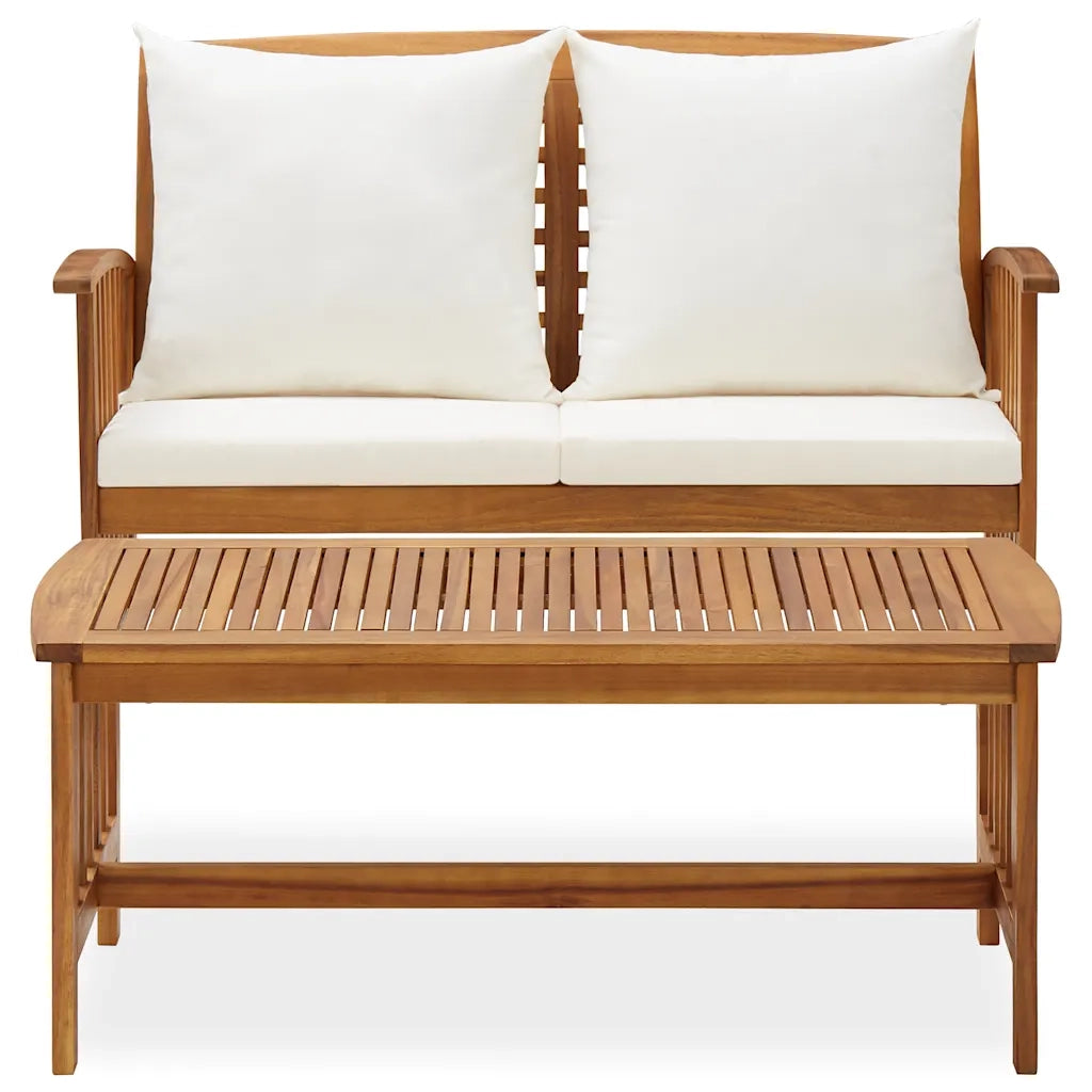 Set Divani da Giardino 2 pz | Set Salotto da Giardino con Cuscini in Massello di Acacia