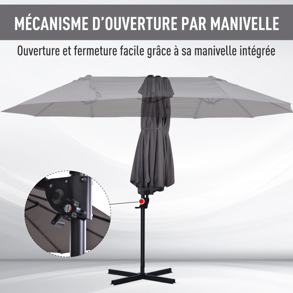 Parasole XXL inclinabile ¨C zephmum ¨C 4.45x2.7x2.6 m grigio