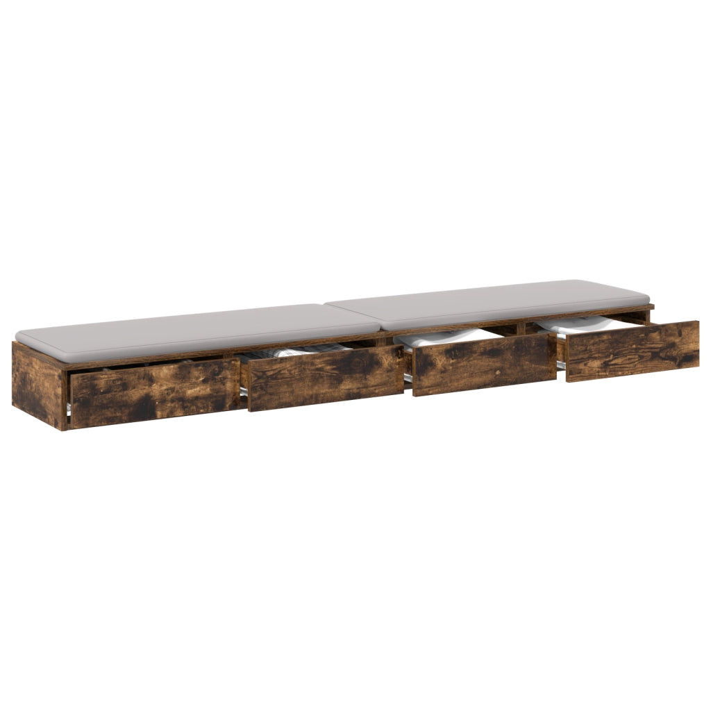 Cassetti per letto in rovere affumicato - 180x36,5x16,5 cm - Realizzati in legno ingegnerizzato