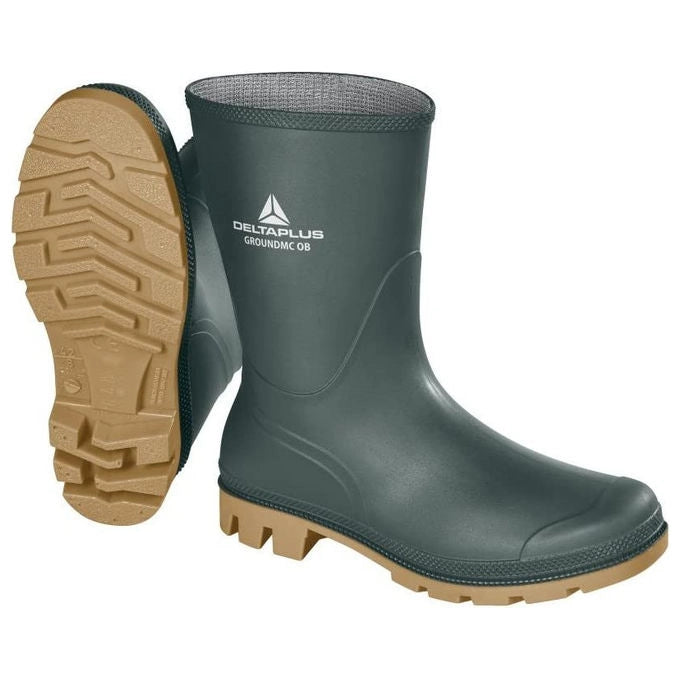 Delta Plus, Stivali da Lavoro, Antiscivolo, Verde-Beige, Taglia 42, Groundmc OB SRA
