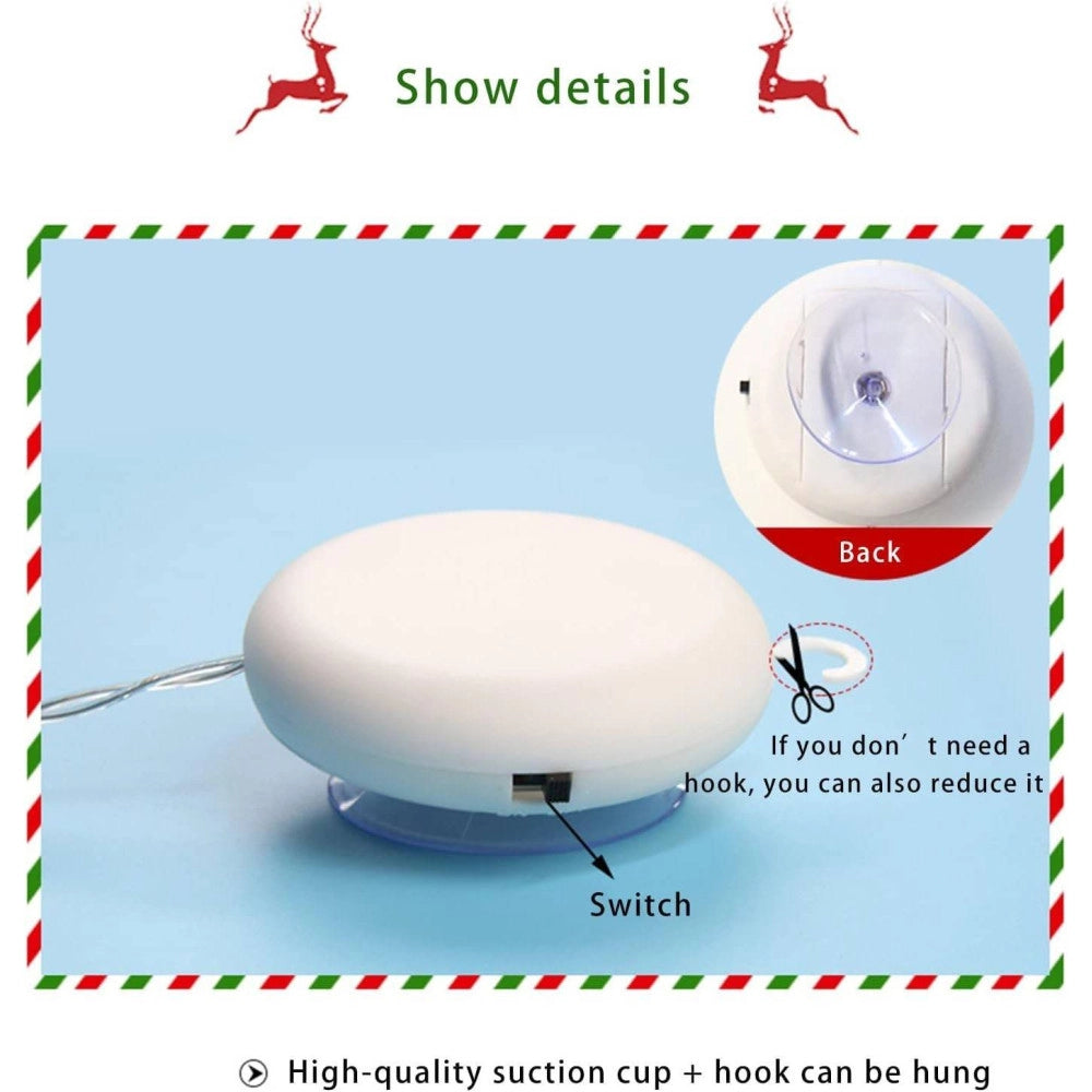 Trade Shop - Luci Di Natale A Batteria Con Ventosa Tenda Luminosa X Vetro Finestra Multicolor -