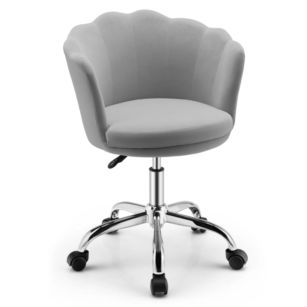 Sedia girevole regolabile con ruote piroettanti e schienale a forma di conchiglia, Poltrona ufficio ergonomica Grigio-Sedie e poltrone