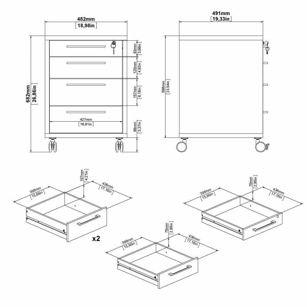 Cassettiera Ariosto, Settimino multiuso, Comò camera da letto, Mobile con cassetti, 49x48 h68 cm, Quercia