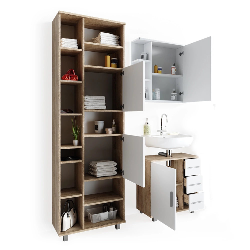 Vicco Set mobili bagno Sonoma 3 parti, con colonna