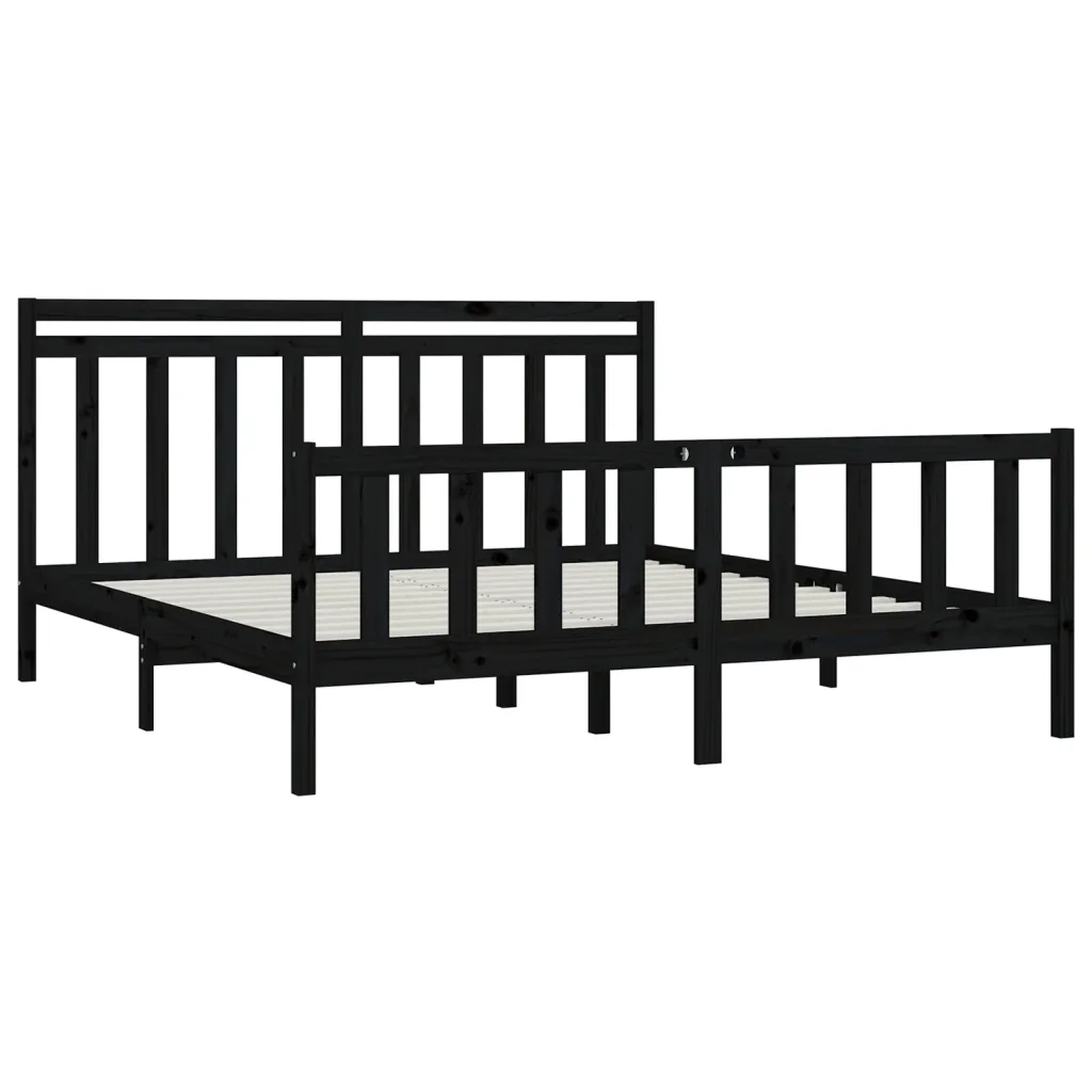 Giroletto Nero in Legno Massello di Pino 200x200 cm 3107052