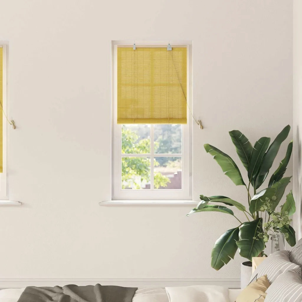 Tenda a rullo con tende-Tenda avvolgibile Giallo 60 x 220 cm Bamb¨´