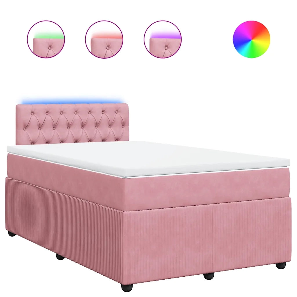 Giroletto a Molle con Materasso Rosa 120x200 cm in Velluto