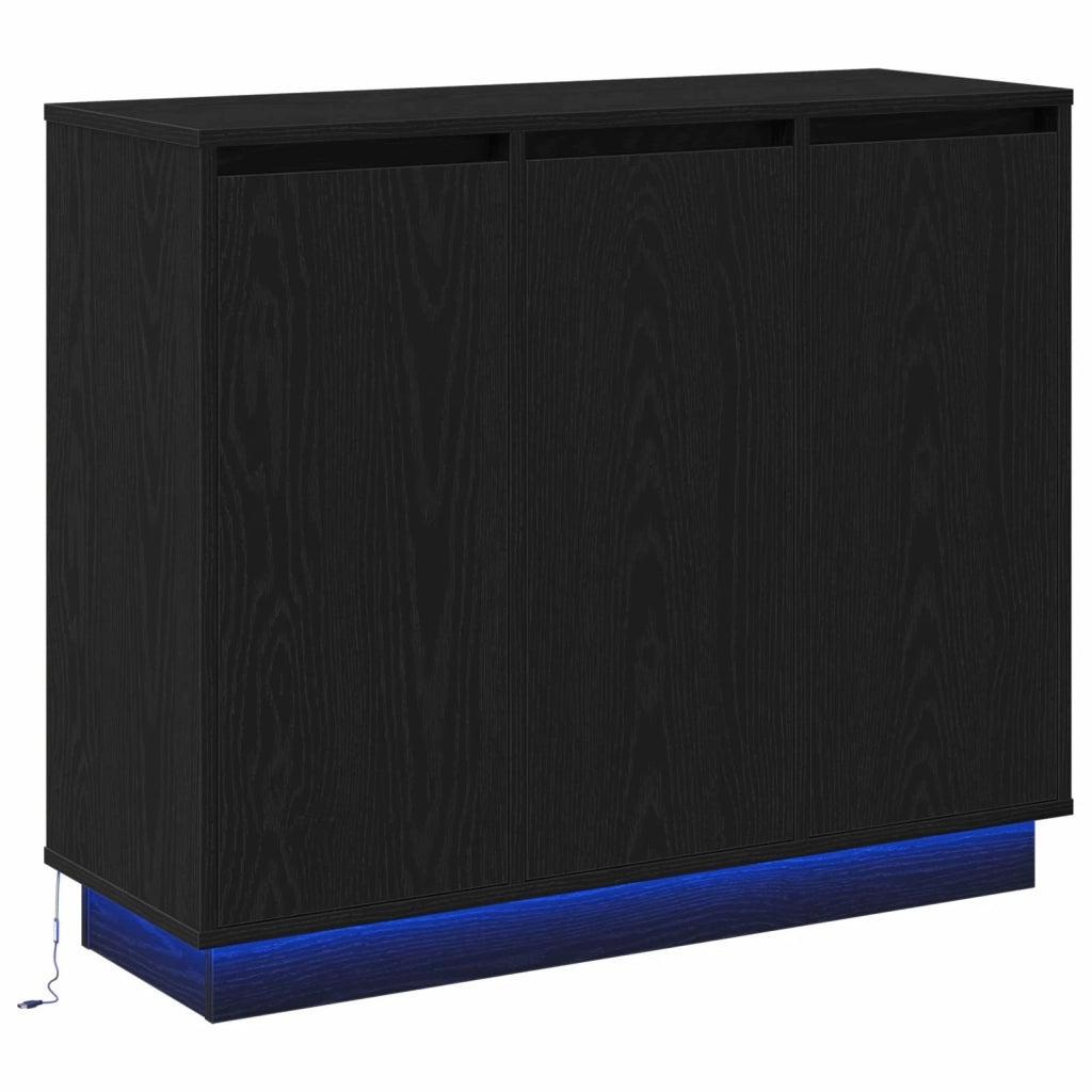 Credenza | Madia LED Rovere Nero 90 x 32 x 75 cm Legno multistrato