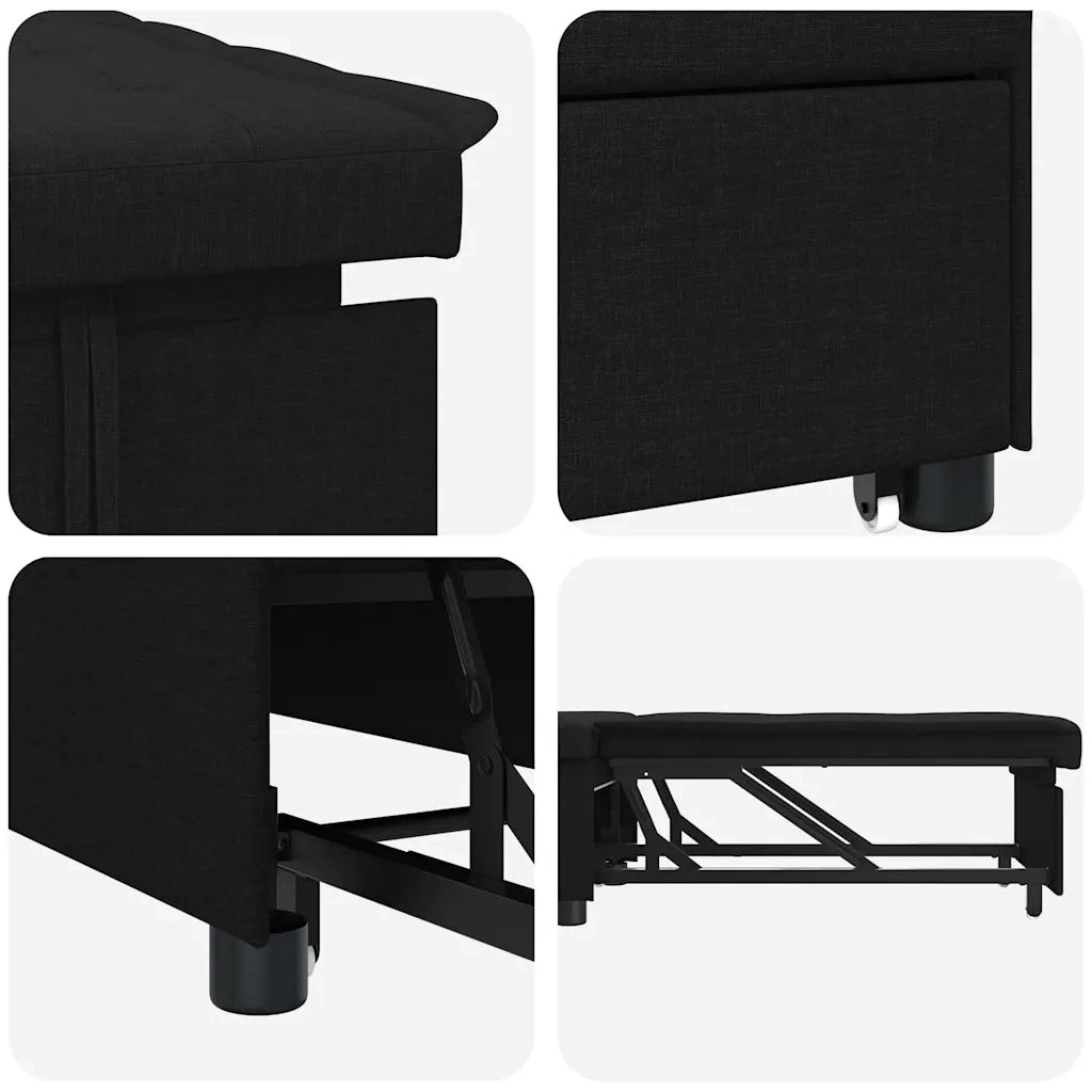 vidaXL Divano letto Nero 194 x 67 x 37 cm Tessuto