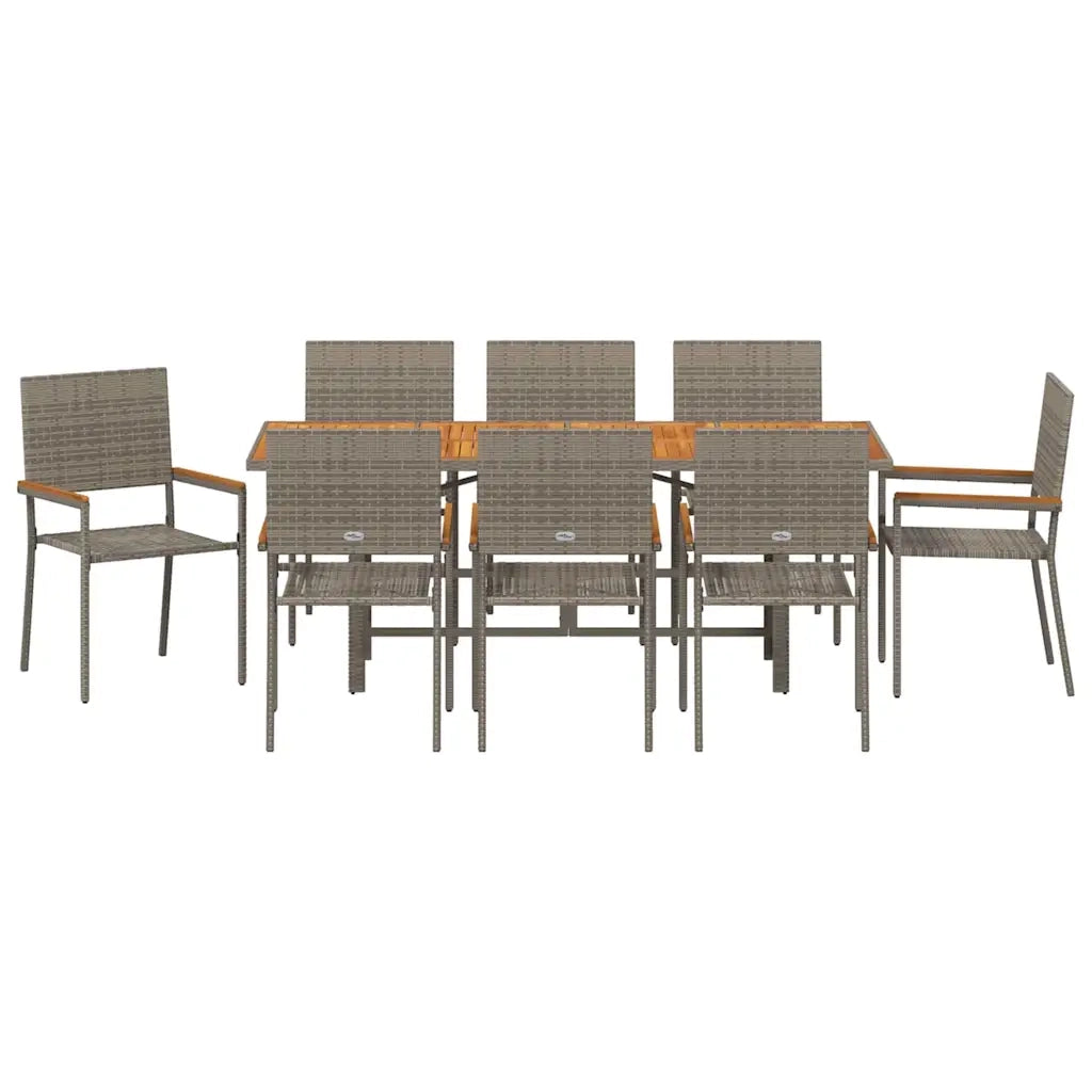 Set da Pranzo per Giardino 9 pcs Grigio polyrattan 3365433