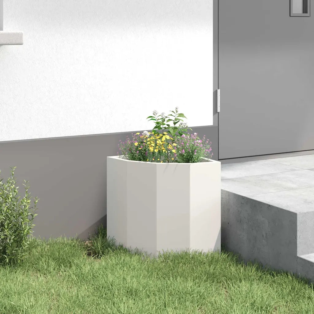 Fioriere | Cassetta per fiori | Vaso d'angolo Bianco 30 x 30 x 35 cm Acciaio