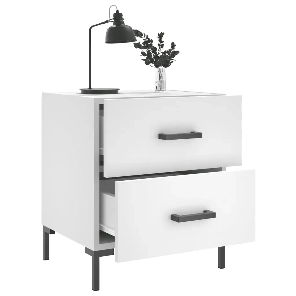 Comodino Bianco 40x35x47,5 cm in Legno Multistrato 827308