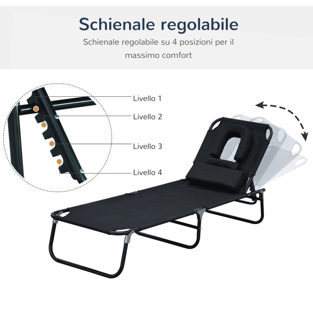 Sdraio Pieghevole Reclinabile ¨C zephmum ¨C Nero