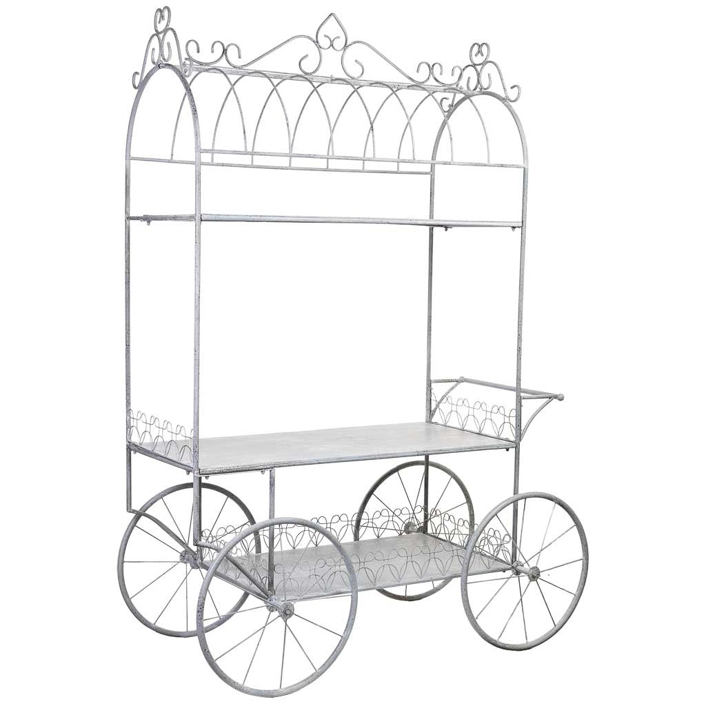 Carrello espositivo in metallo grigio 161,93x90,17x246,38h cm