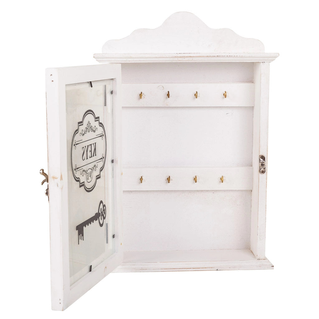 Cassetta portachiavi in legno bianco 25x7,5x36h