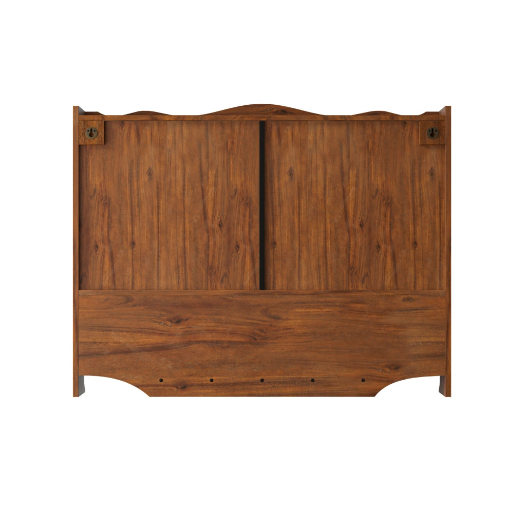 Mobile contenitore in legno e vetro marrone, 100 x 20 x 80 cm
