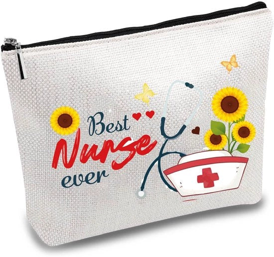 Set di sopravvivenza per infermieri migliorato Canvas borsa da trucco Fiore di sole borsa cosmetica Etui multifunzionale Cerniera per chiavi Etui per matite labiali 25x18cm