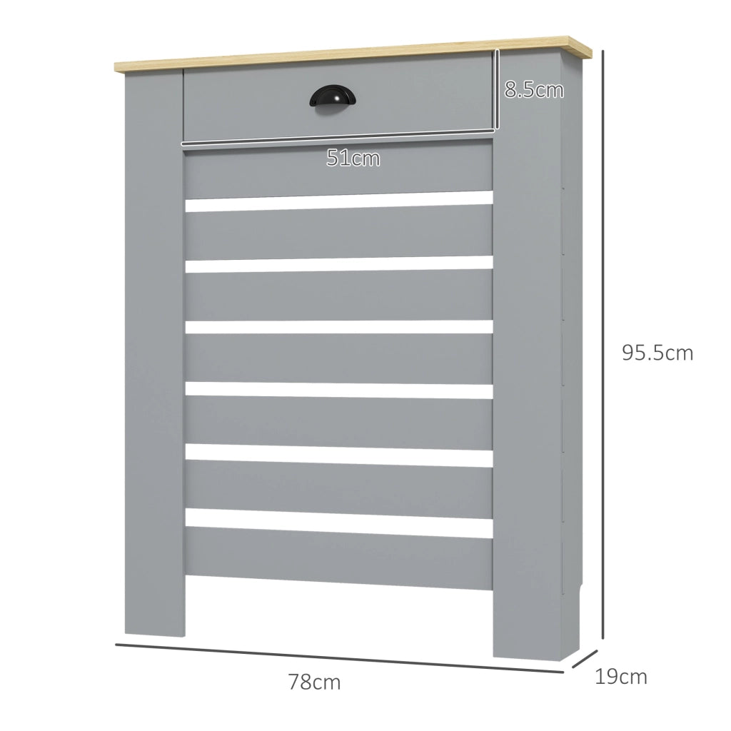 Copritermosifone a Doghe con Cassetto ¨C Zephmum ¨C Grigio 78x19x95.5 cm