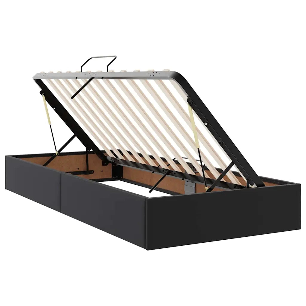 Letto con contenitore e materasso Nero 200 x 200 cm