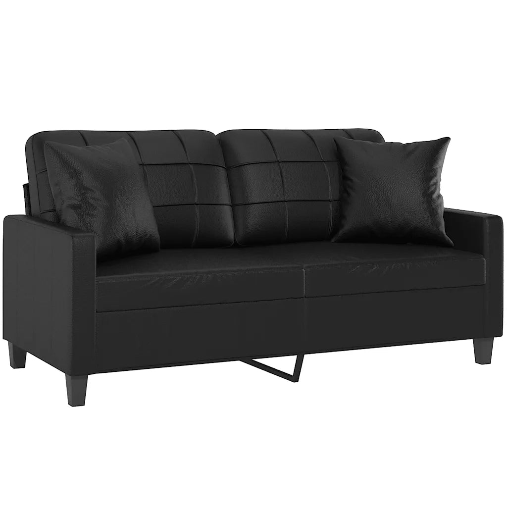 Divano | Divano da soggiorno | Sofa a 2 Posti con Cuscini Nero 140 cm in Similpelle