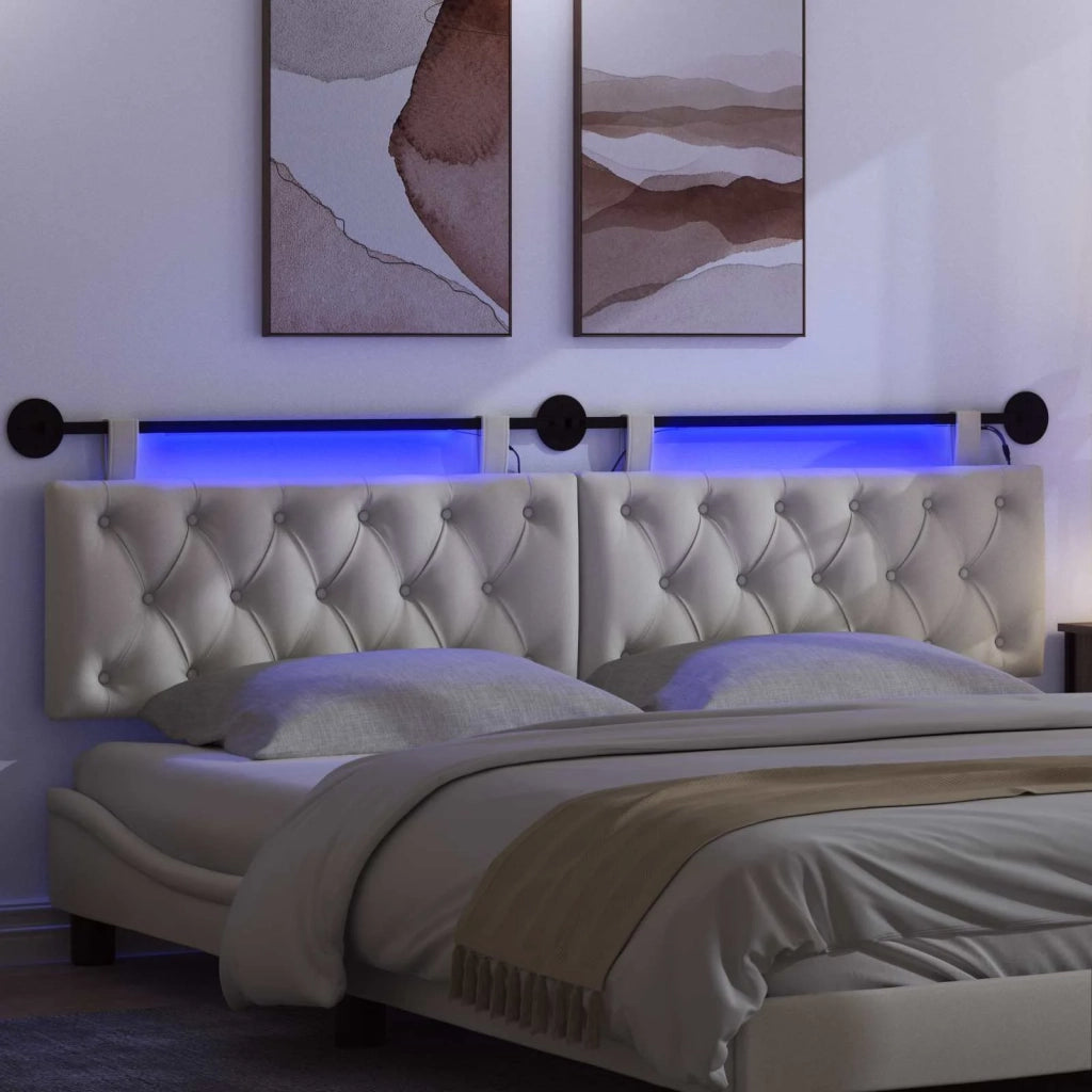 Testiera sospesa Con luce LED Crema Velluto