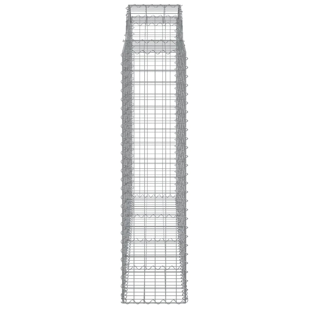 Cestini gabbioni recinzione a gabbia muro di contenimento ad arco 5 pezzi 200 x 50 x 160/180 cm ferro zincato argento 02_0040890