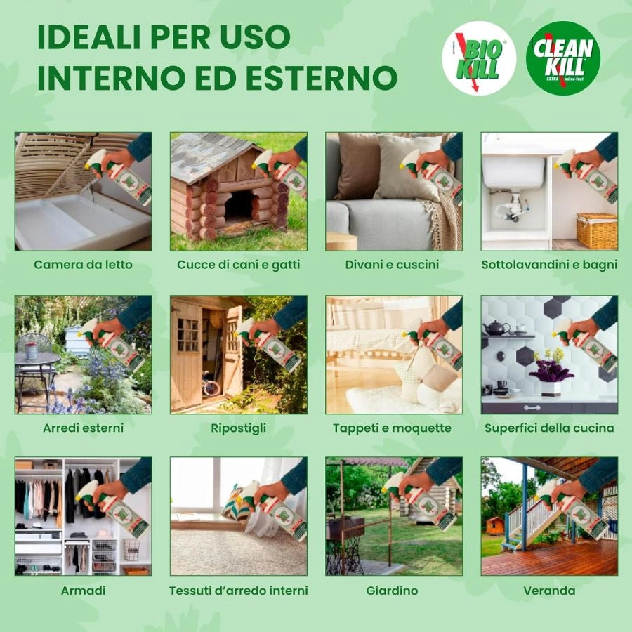 BIO KILL INSETTICIDA ACARICIDA DA PIRETRO NATURALE PRONTO ALL USO PER INTERNI EI