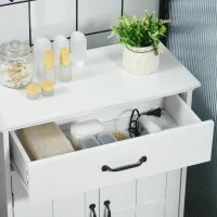kleankin Mobile Salle de Bain, Armadio Salle de Bain in Piedi con Doppia Porta, Cassetto e Ripiano Regolabile, 60x30x75cm, Bianco