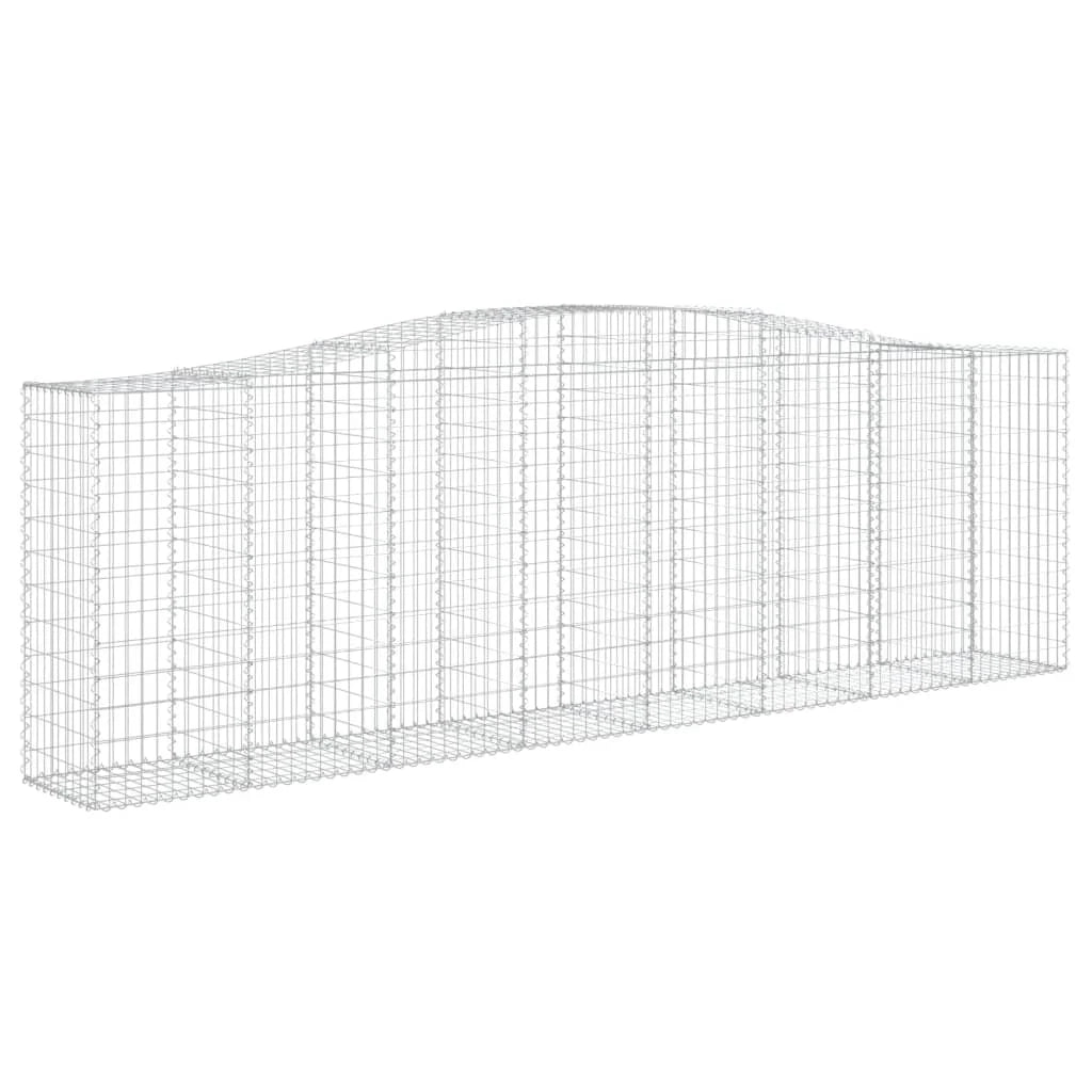 Cestini gabbioni recinzione a gabbia muro di contenimento ad arco 10 pezzi 400 x 50 x 120/140 cm ferro zincato argento 02_0040288