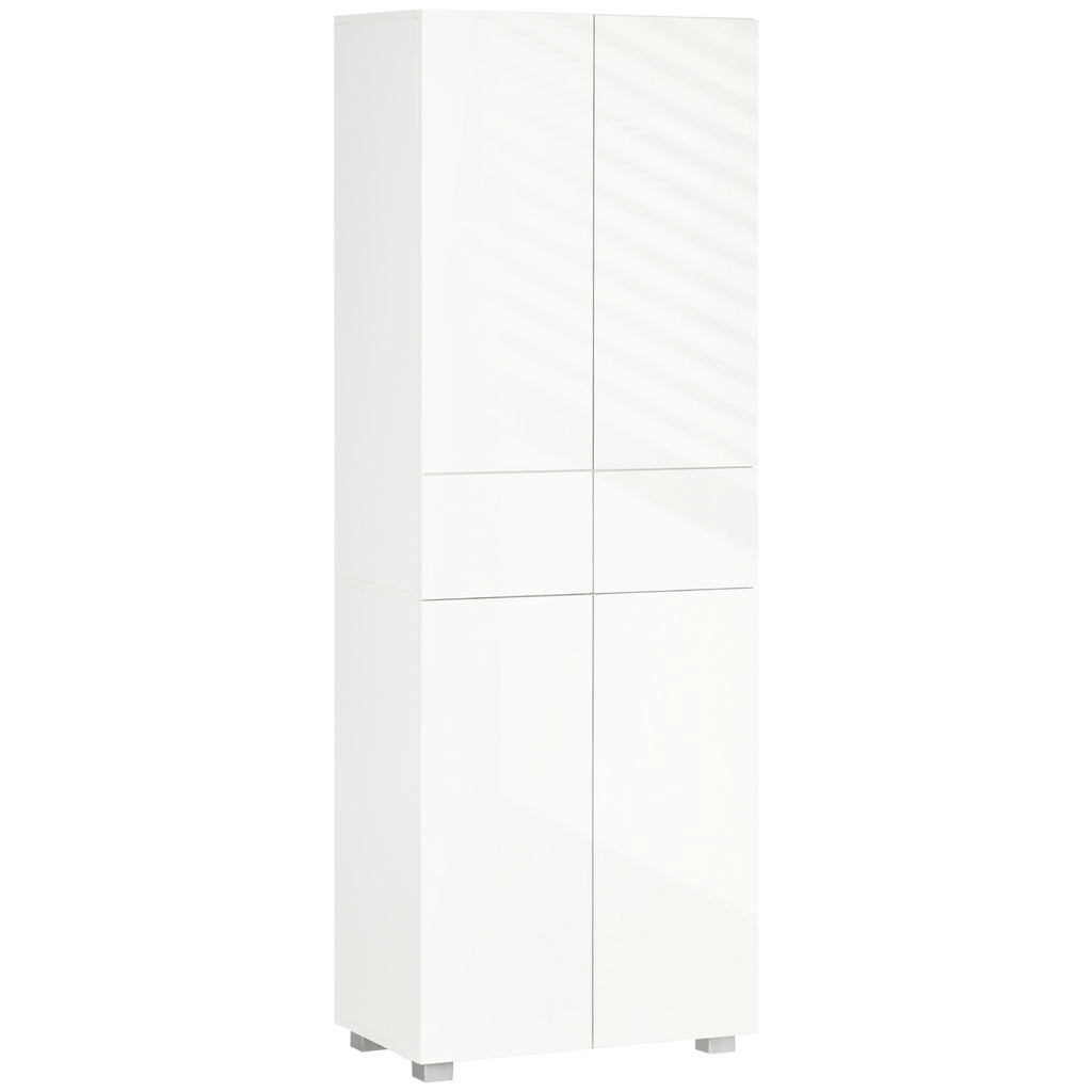 DISPENSA CUCINA CON 4 ANTE, 3 RIPIANI REGOLABILI E MENSOLE 60X35X170 CM BIANCO