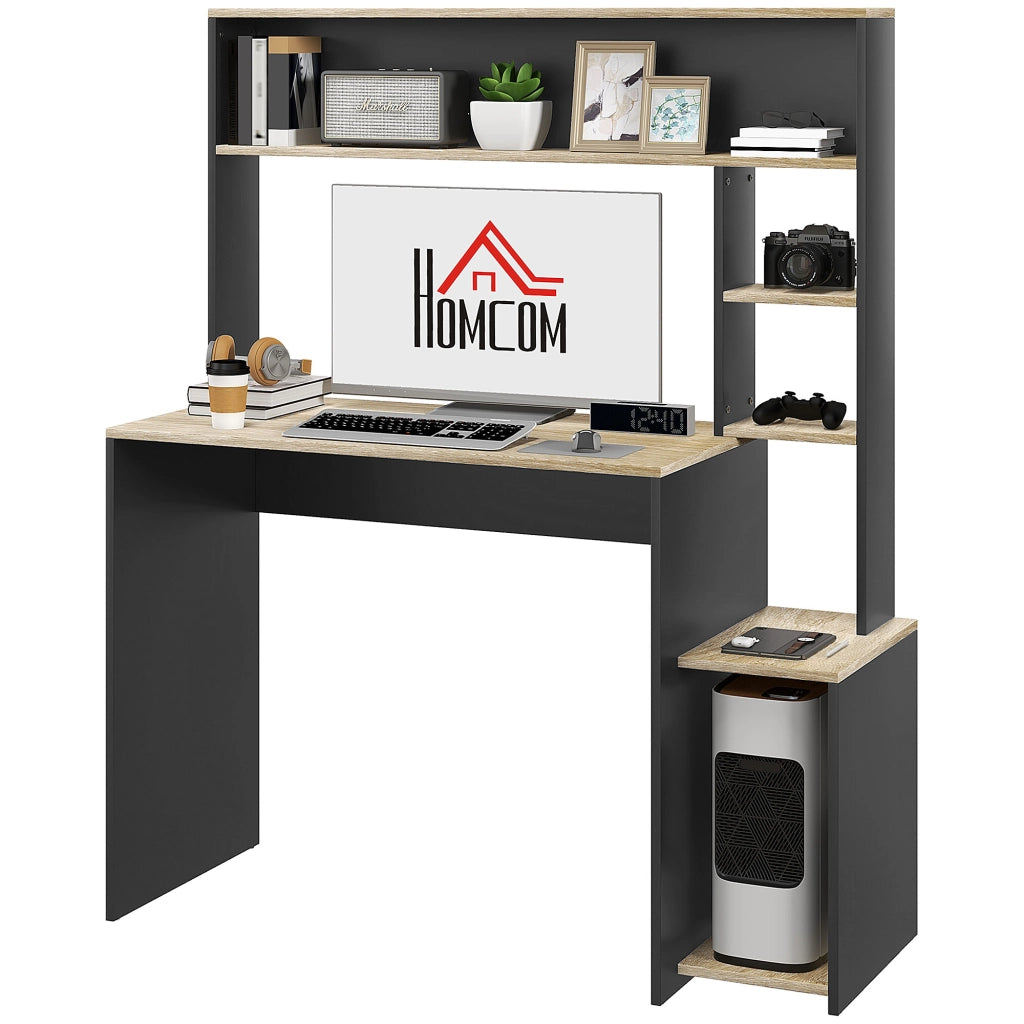 Scrivania con scaffale e supporto per PC ¨C zephmum ¨C Legno bianco 114x45x138 cm