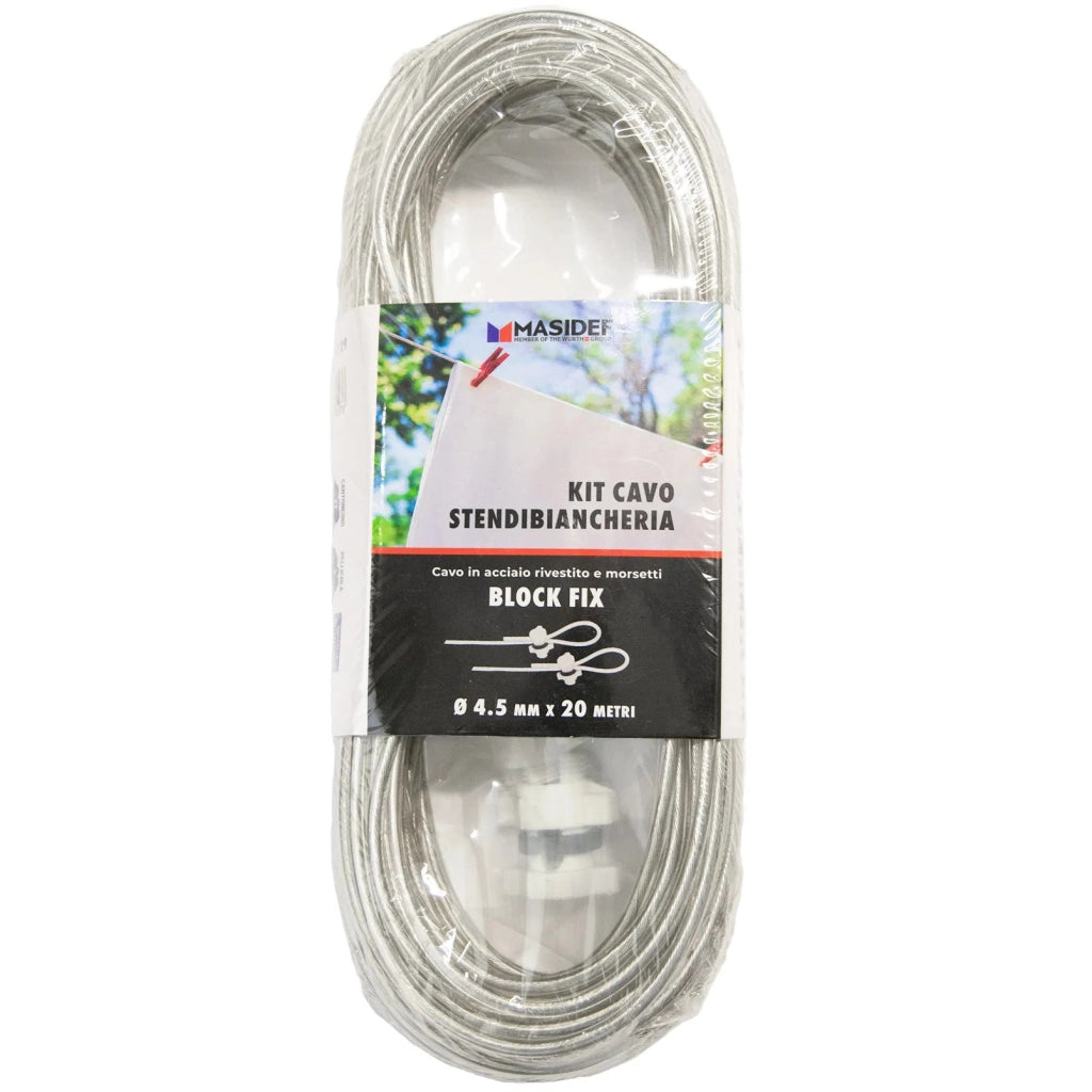 KIT CAVO STENDIBIANCHERIA 4,5MM 20M CON 2 MORSETTI