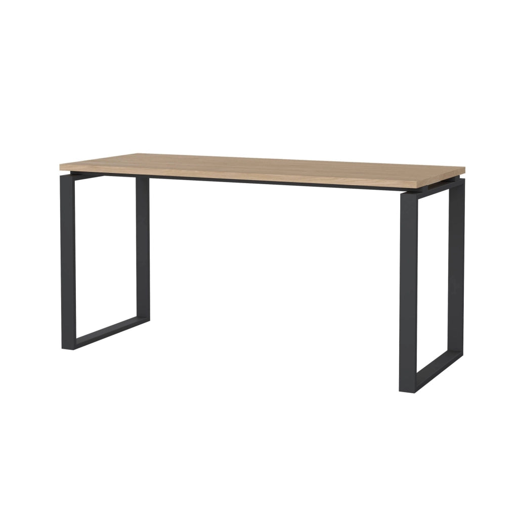 Scrivania Arignano, Scrittoio multiuso, Tavolo per ufficio porta PC, Piano di lavoro, 150x60 h76 cm, Rovere e Grigio