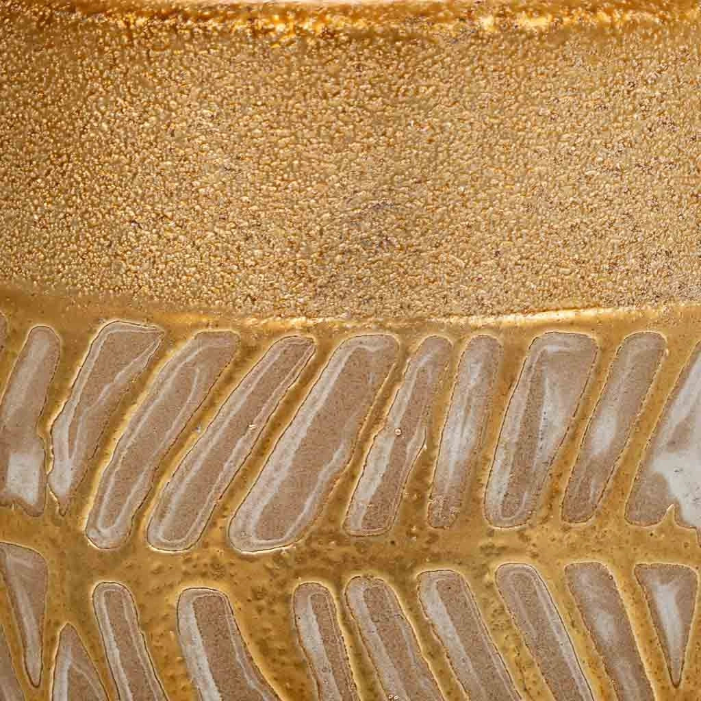 Portacandele in ceramica dorata 10,5x6,5x8h