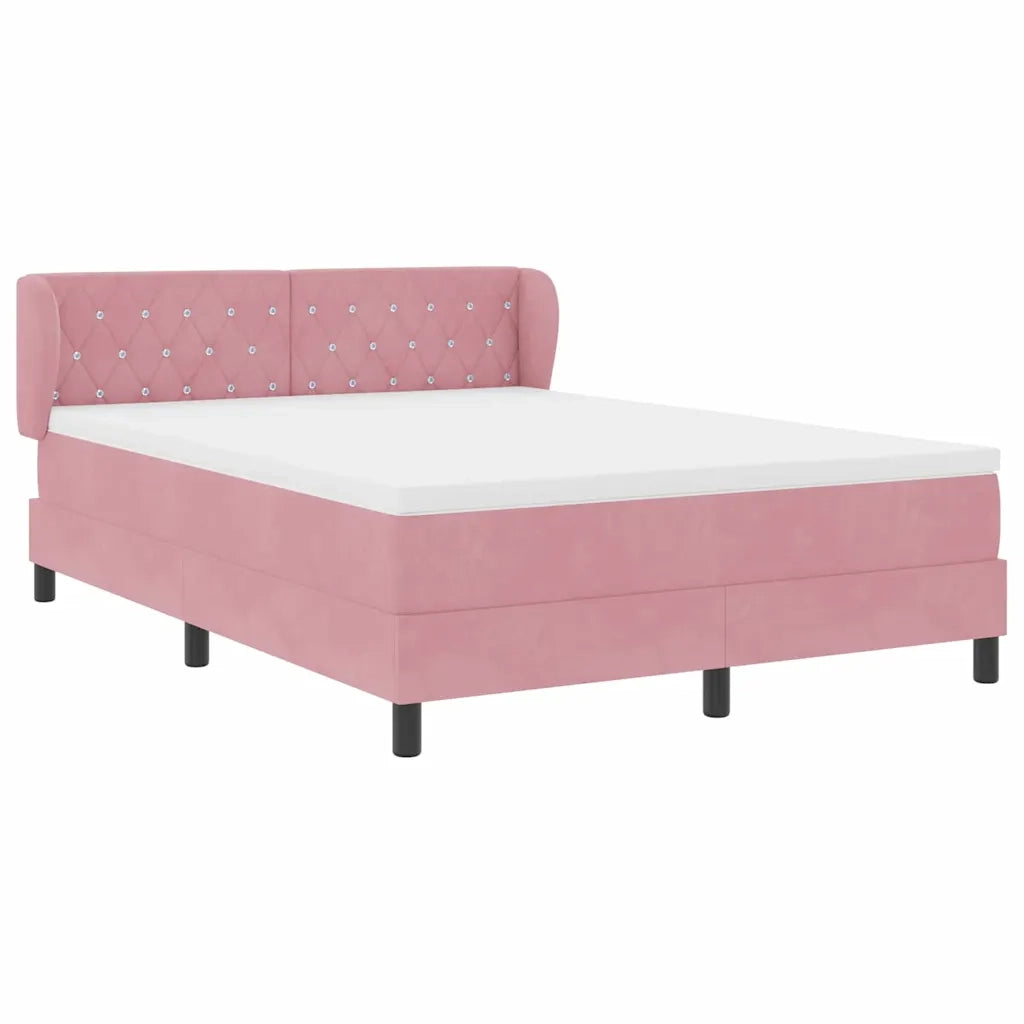 Letto a molle con testiera Rosa 140 x 190 cm Velluto 3340333