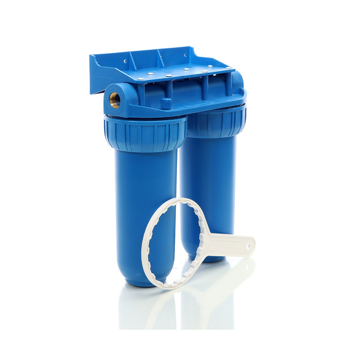 Naturewater Filtro dell'acqua a 2 livelli NW-BR10B2, con cartucce filtranti da 254 mm, attacco tubo 32,89 mm