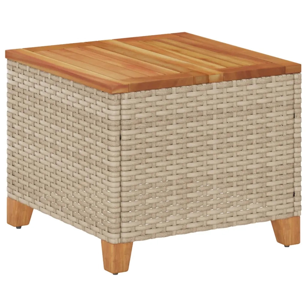 Tavolo da Giardino Beige 45x45x37 cm Polyrattan e Legno Acacia 366327