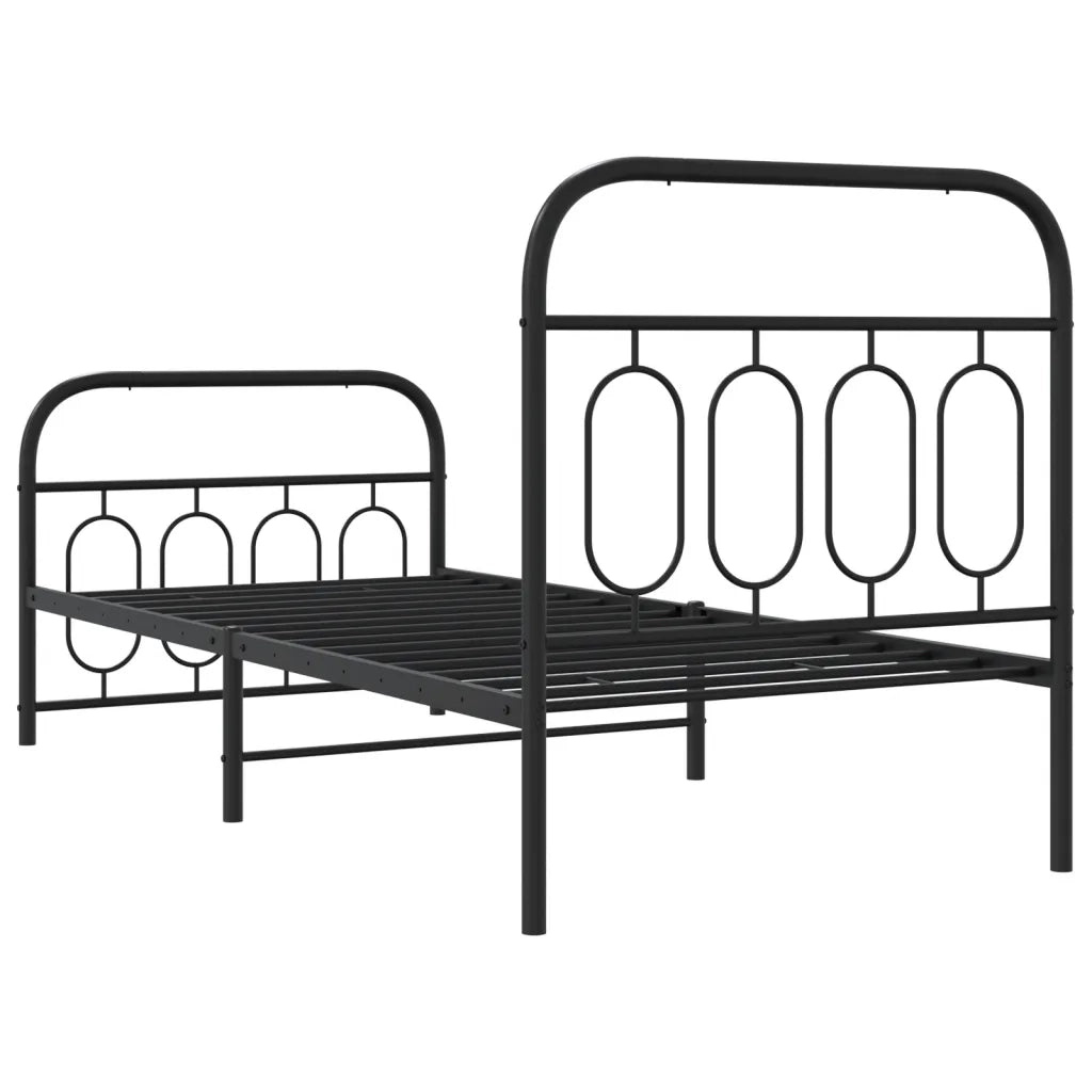Giroletto con Testiera e Pediera-Struttura Letto Metallo Nero 80x200 cm 562407