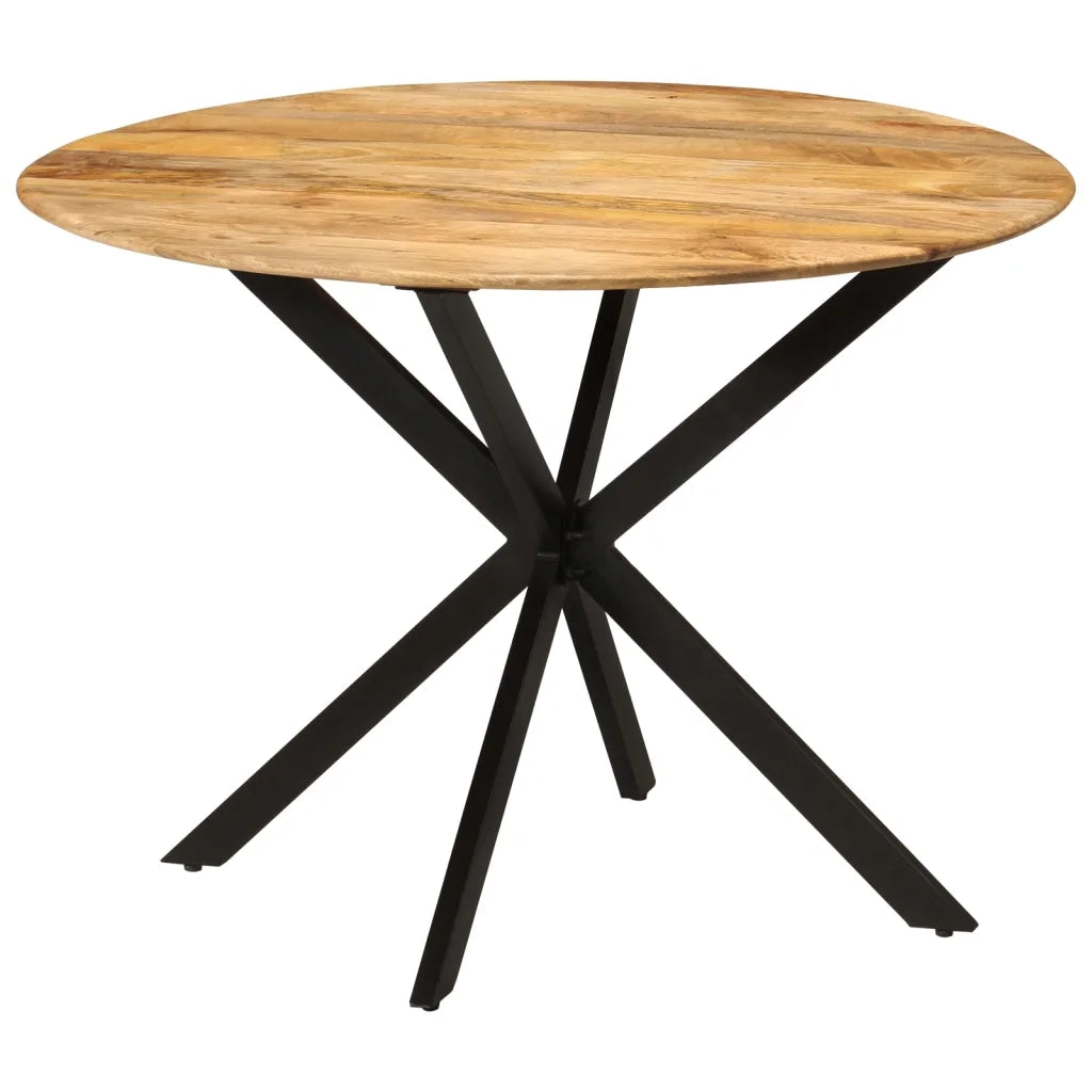 Tavolo da Pranzo Ø110x78cm in Legno Massello di Mango e Acciaio 338454