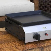 Piastra Barbecue a Gas con 2 Bruciatori, Piano Antiaderente e Potenza 4.8kw, Argento